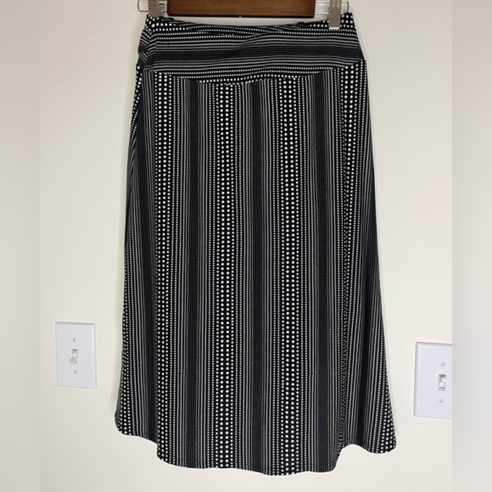 Robert Louis‎ Womens Black White Stripe Polka Dot Skirt Stretch Size PS